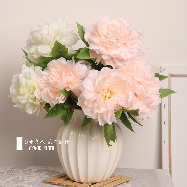 新品高品质仿真牡丹 假花家居装饰插花 中国风花卉装饰绢花花艺