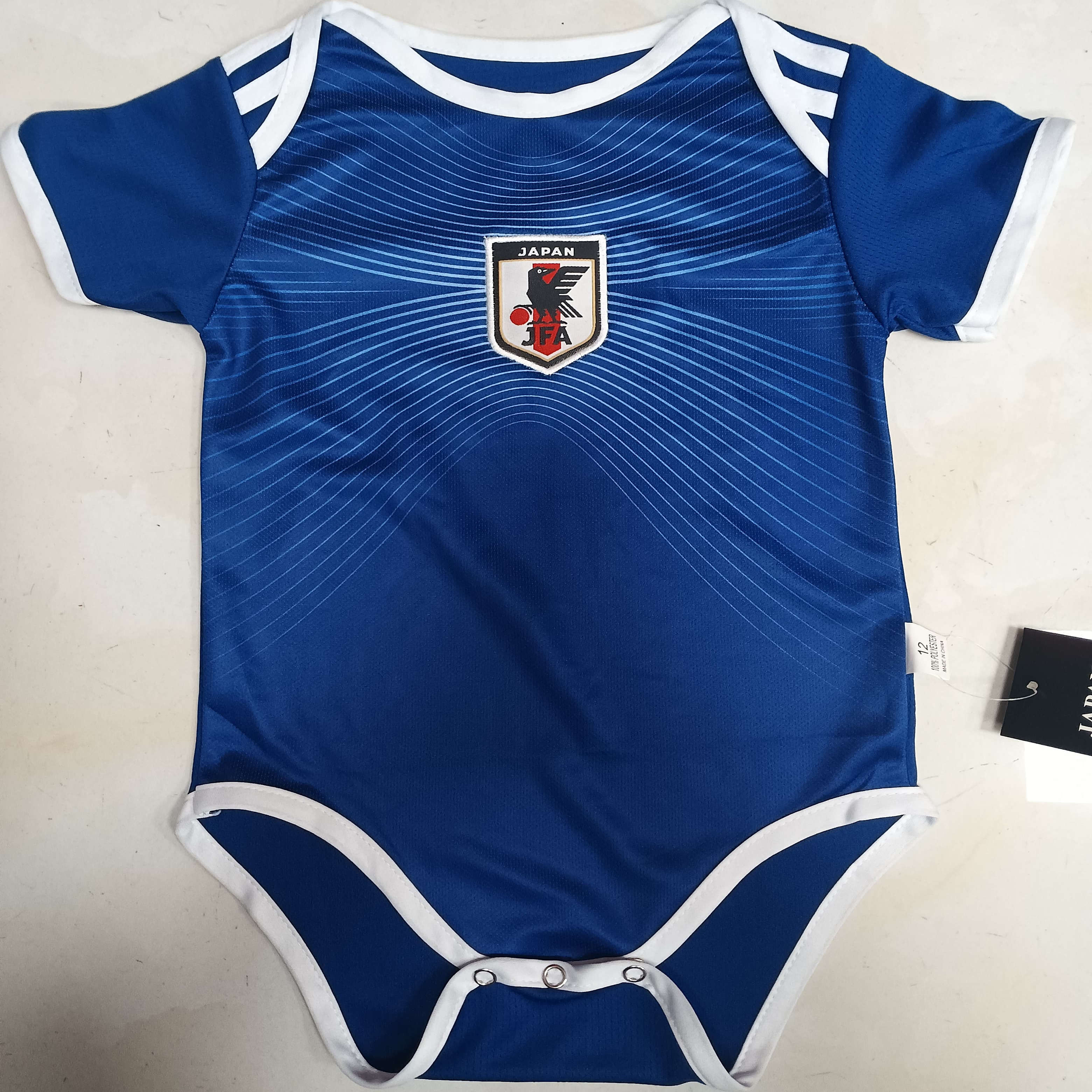 25日本国家队球衣婴儿足球服哈衣爬服BB连体服蓝武士送礼满月服