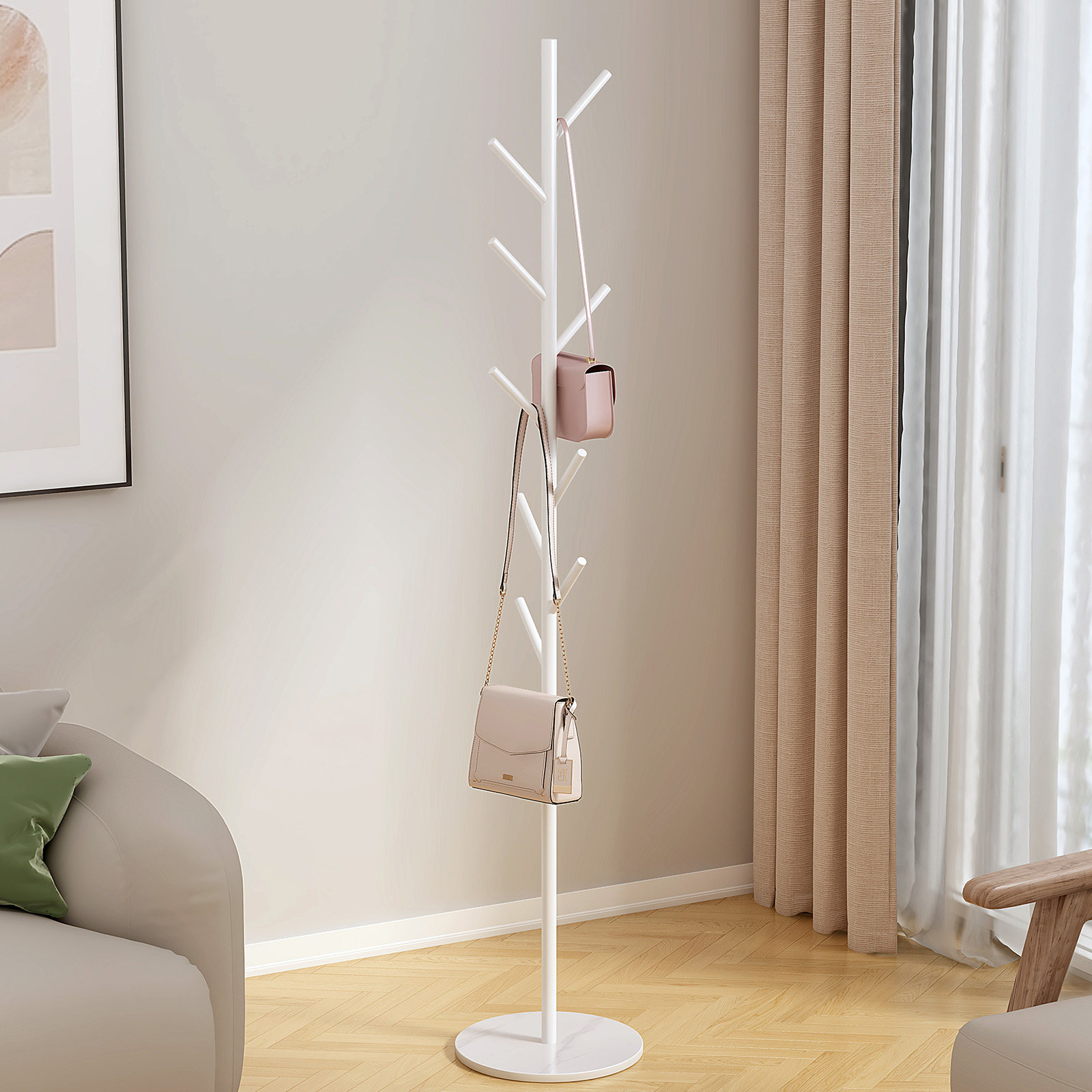 贝匠可拆装铁艺奶油风衣帽架