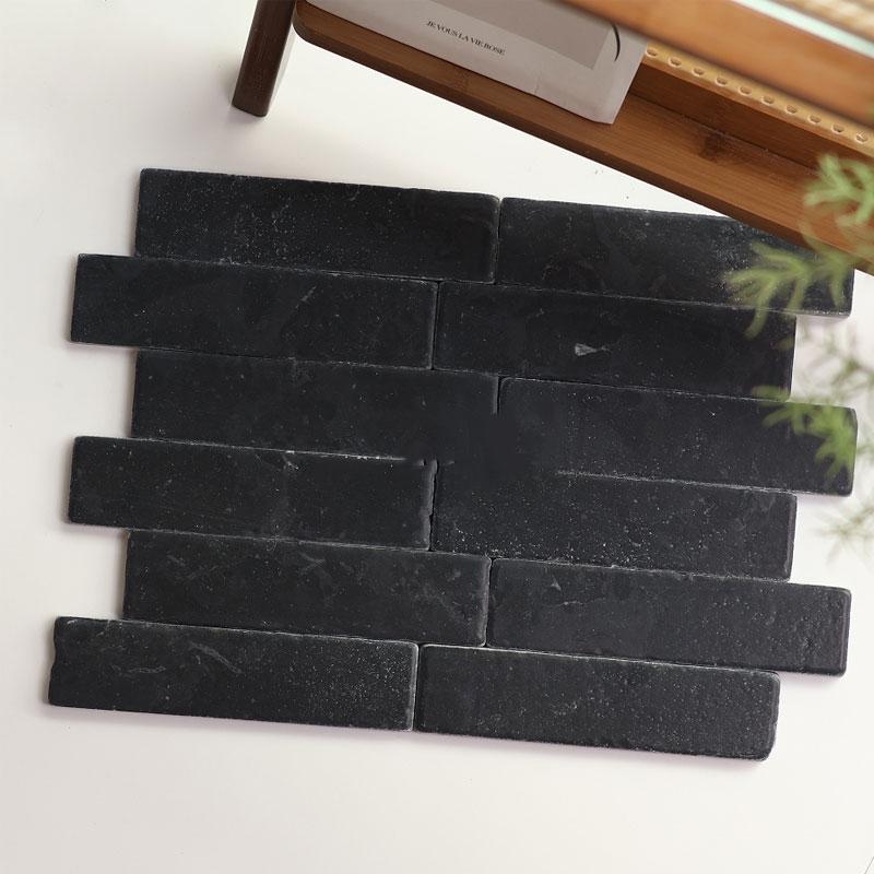 长条黑色天然莱姆石马赛克文化石