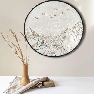 飞越群山贝壳装饰画现代简约客厅厨房玄关卫生间雕刻背景墙