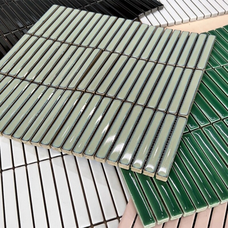 绿筷子砖长条窑变陶瓷马赛克吧台装饰浴室墙砖厨房背景墙瓷砖墙贴,家装主材,马赛克,淘宝优惠券,粉丝福利购,淘宝优惠卷