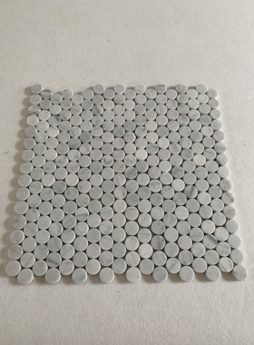 卡白圆形白色大理石马赛克瓷砖石材背景墙吧台厨房北欧卫生间墙砖