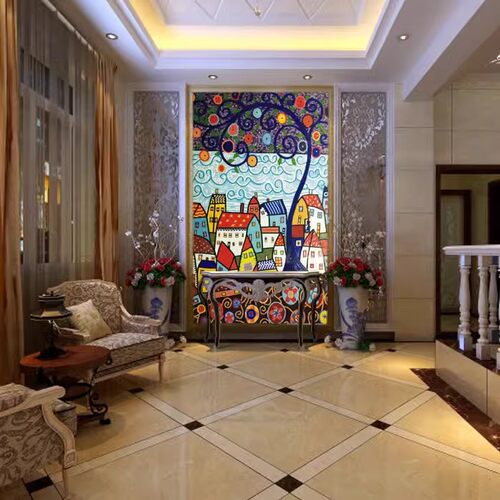 马赛克背景墙剪画手工拼图