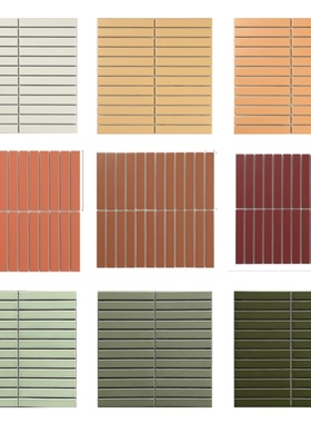 黄色绿色渐变筷子砖长条陶瓷马赛克卫生间墙砖厨房咖啡厅暖色瓷砖