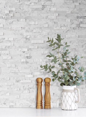 天然石材马赛克电视背景墙3d墙贴长条瓷砖白色大理石艺术装饰墙砖