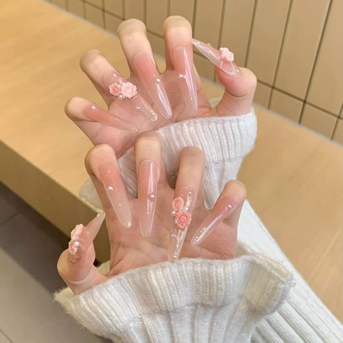 手工定制穿戴甲春夏蝴蝶结樱桃