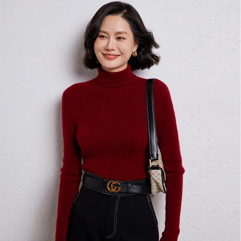 新款高领女秋冬wl12-3w显瘦女士羊毛衫修身时尚套头打底针织上衣