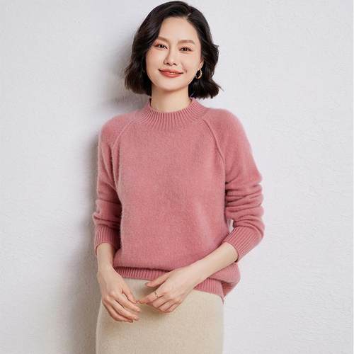 100%纯羊毛加厚半高领毛衣