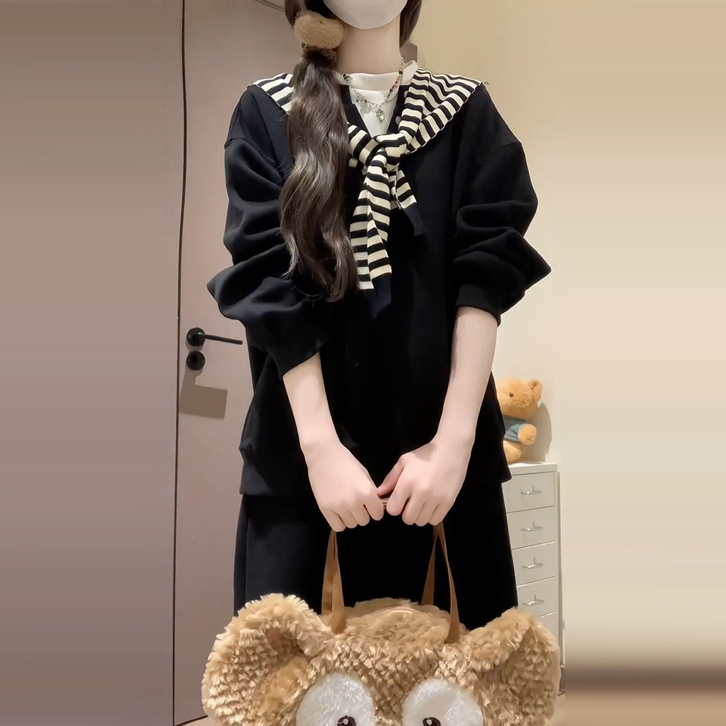 韩系学院风卫衣休闲套装女2025年新款巨好看的早秋穿搭一整套