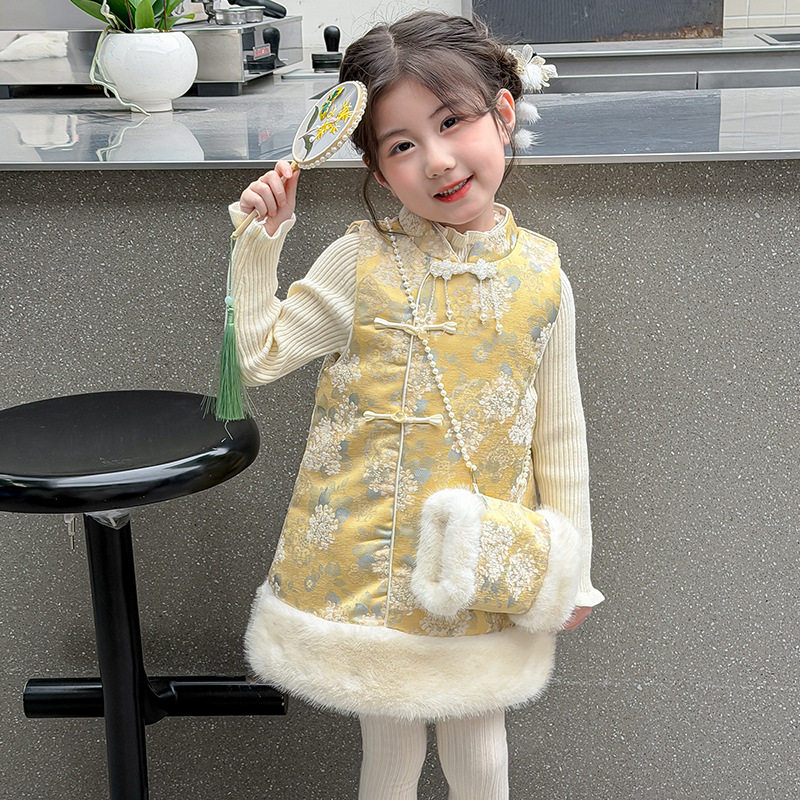 汉服女童2026新款冬装宝宝中式拜年服儿童国风旗袍裙女孩新年衣服