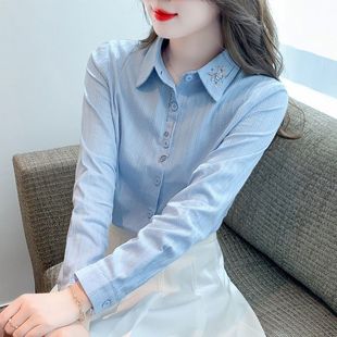 款 女洋气全棉衬衣时尚 女装 女刺绣纯棉衬衫 减龄上衣潮 新款 2025春装