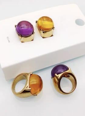 满38包邮 中古风vintage复古树脂仿宝石戒指环 夏季清仓