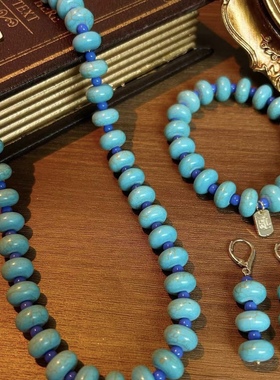 欧美小众文艺复古绿松石项链手链耳环耳饰品