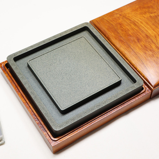 龙尾山济源坑鳝鱼黄鱼子砚手工制砚回纹四水归堂砚稀有石源纹纯净