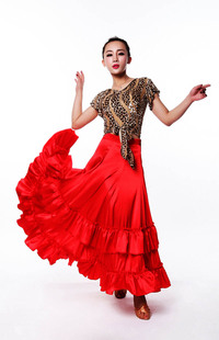 女士交谊舞大摆裙舞裙跳舞新款裙子摩登国标舞交际华尔兹半身长裙