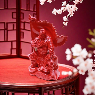 朱砂旗开得胜关帝圣君关公摆件招财武财神关二爷门店风水摆设