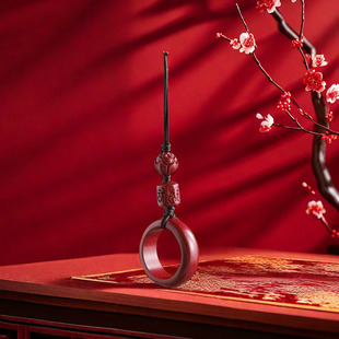 正品高含紫金砂手机链吊坠指环扣挂链男女款朱砂招财挂件