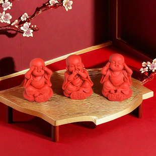 朱砂摆件三不小和尚招桃花招财手把件男士玩物收藏品