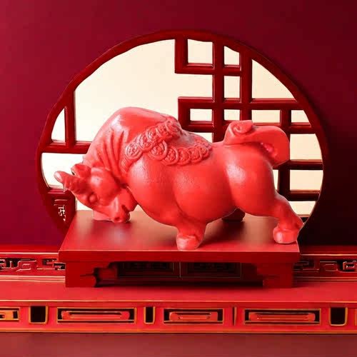 朱砂吉祥物小号桌面摆件生肖牛虎牛气冲天吉象如意吞金兽招财饰品
