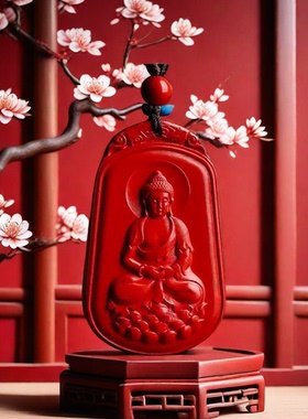 招财朱砂真品手工原矿本命佛菩萨男女士情侣转运守护神项链挂件