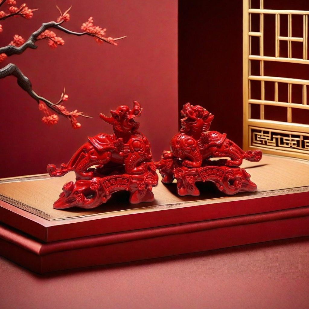 招财貔貅摆件一对朱砂固业旺财聚财神兽办公店铺风水