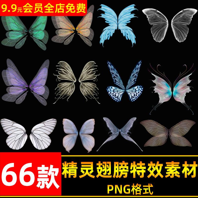 梦幻精灵仙女翅膀png素材高清免抠图片ps合成特效昆虫蝴蝶图片