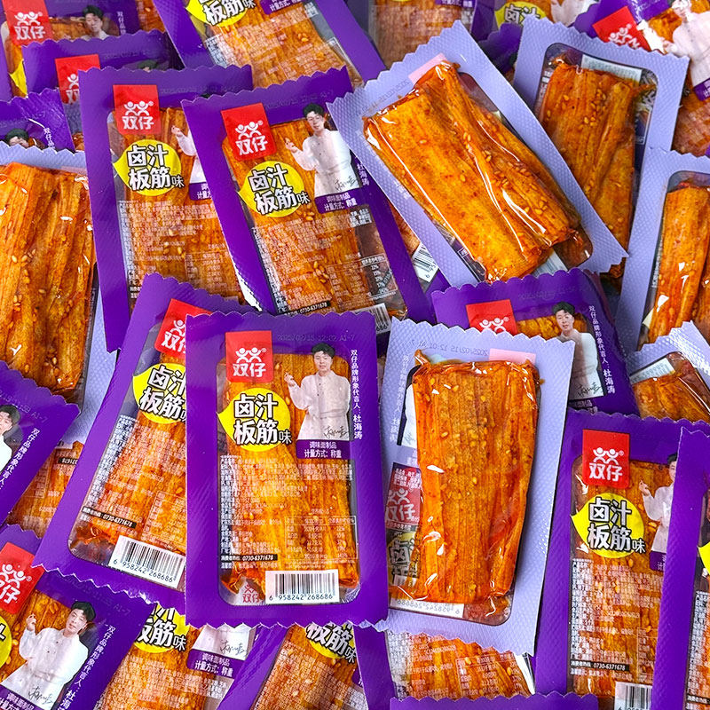 双仔卤汁板筋500g辣条面筋制品湖南特产散装80后休闲网红香辣食品
