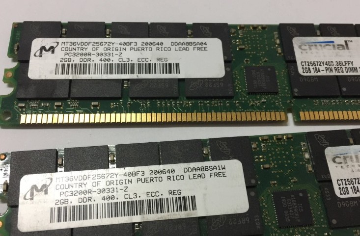 内存2GB DDR400 ECCREG PC3200R-30331-Z MT36VDDF25672Y-40BF3