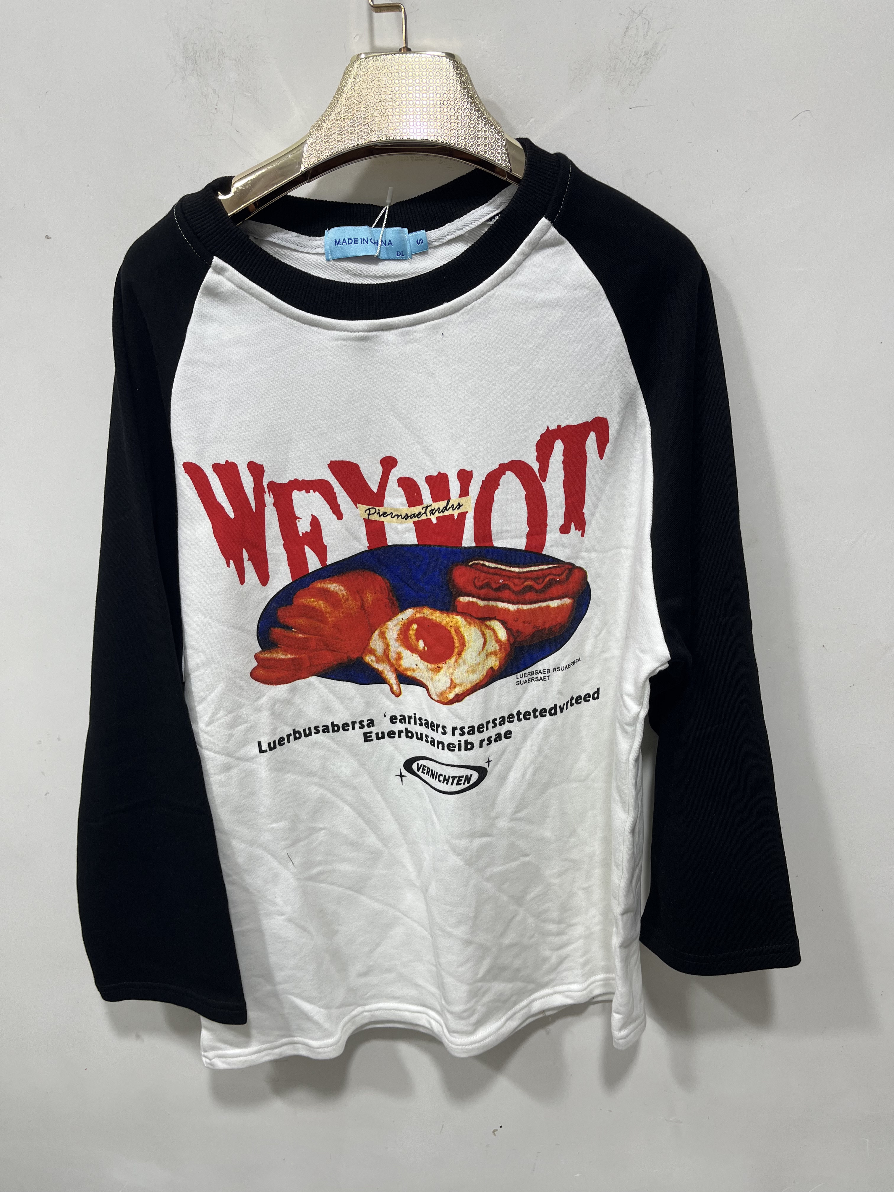 亏本清货春秋加肥加大码男装长袖T恤衫宽松潮流纯棉拼色