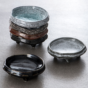 日式陶瓷高脚小菜碟小吃碟创意异形碟子甜品小碗茶点碟火锅酱料碟