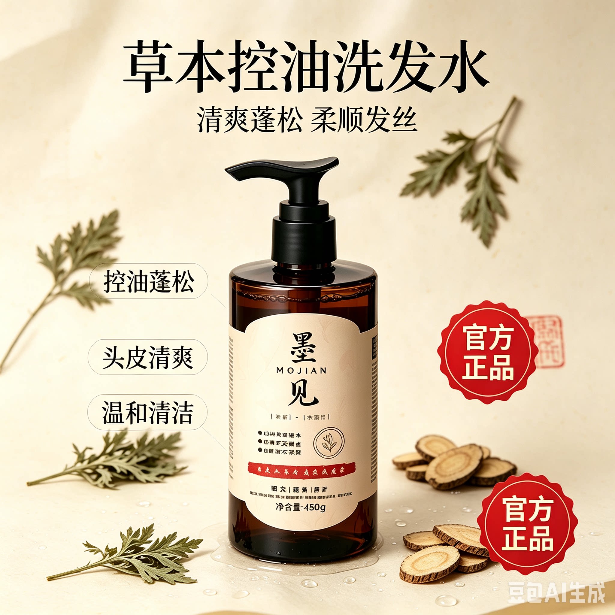 墨见淘米水草本控油去屑洗发水