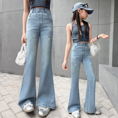 女童夏季薄款牛仔裤喇叭裤