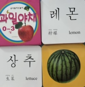 学前教育 水果蔬菜 朝鲜文韩国语汉语英文卡片 bao b q启蒙认知