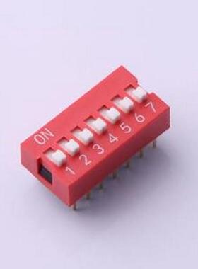 SMQS-07R-TP 拨码开关 间距2.54mm 平拨,凸起式7位拨码开关 - 原