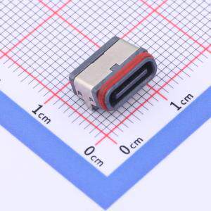 TYPE-C 16PFS 2J-H7.45 IPX8 USB连接器 Type-C 母 卧贴 IPX8 原