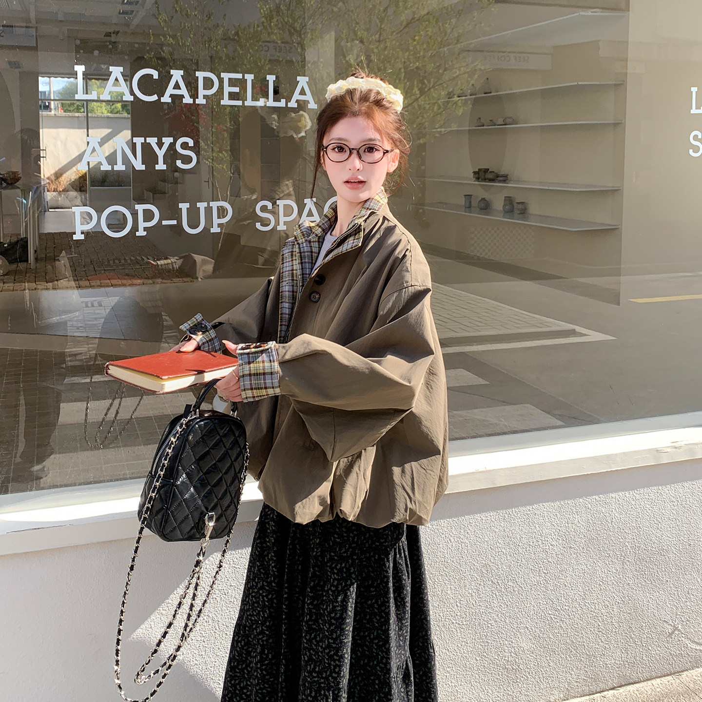 咖色小众超火别致设计感外套女2026春天新款韩系小个子灯笼袖上衣