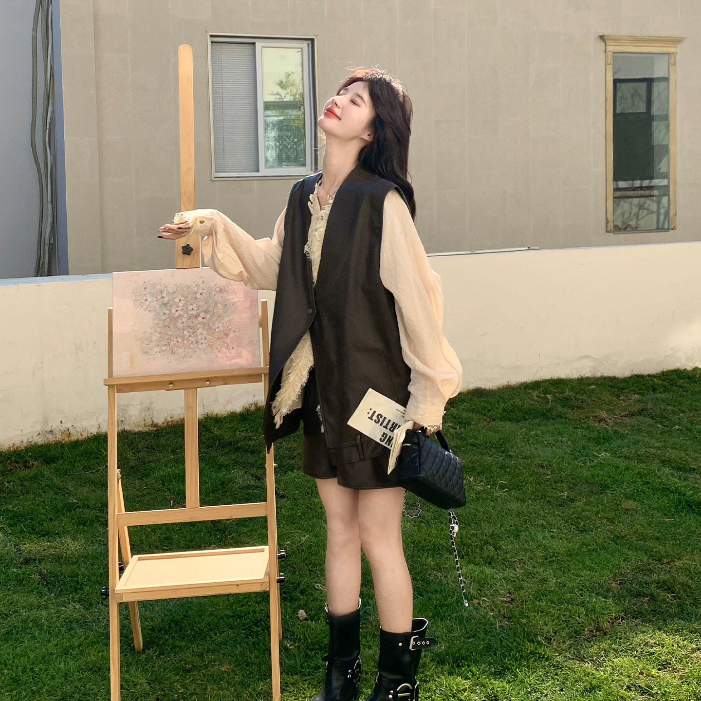 老钱风马甲三件套女宽松显瘦