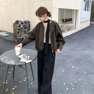 深咖色又酷又飒皮衣外套女小个子2026春新款韩版今年流行PU皮夹克