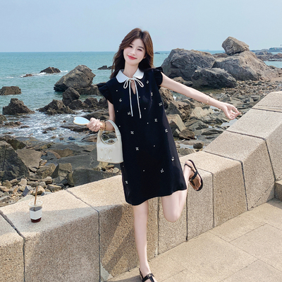 夏娃领钉珠小个子千金风连衣裙