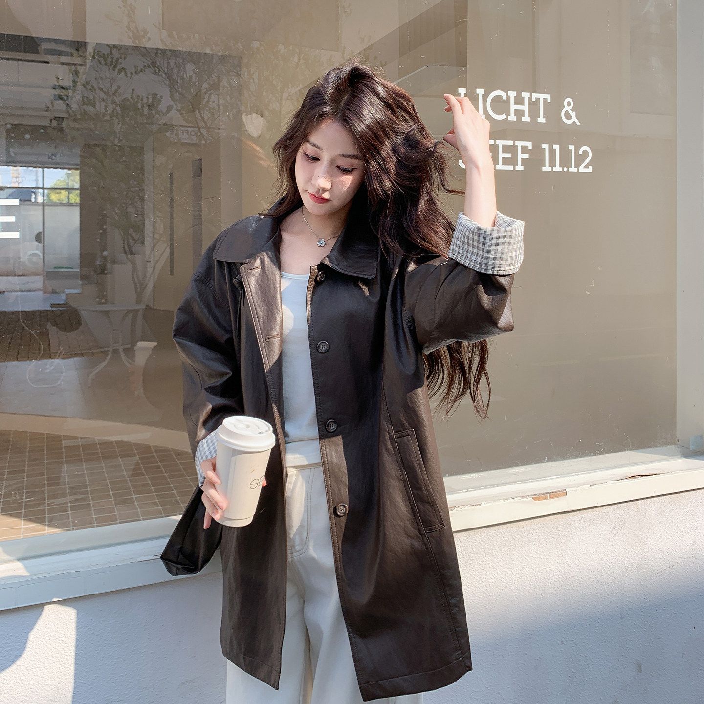 美拉德咖色休闲风衣女2026春天新款中长款韩版时尚随性松弛感外套