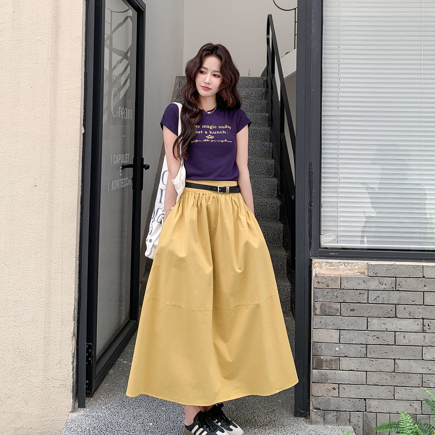 韩系字母T恤半身裙两件套女夏