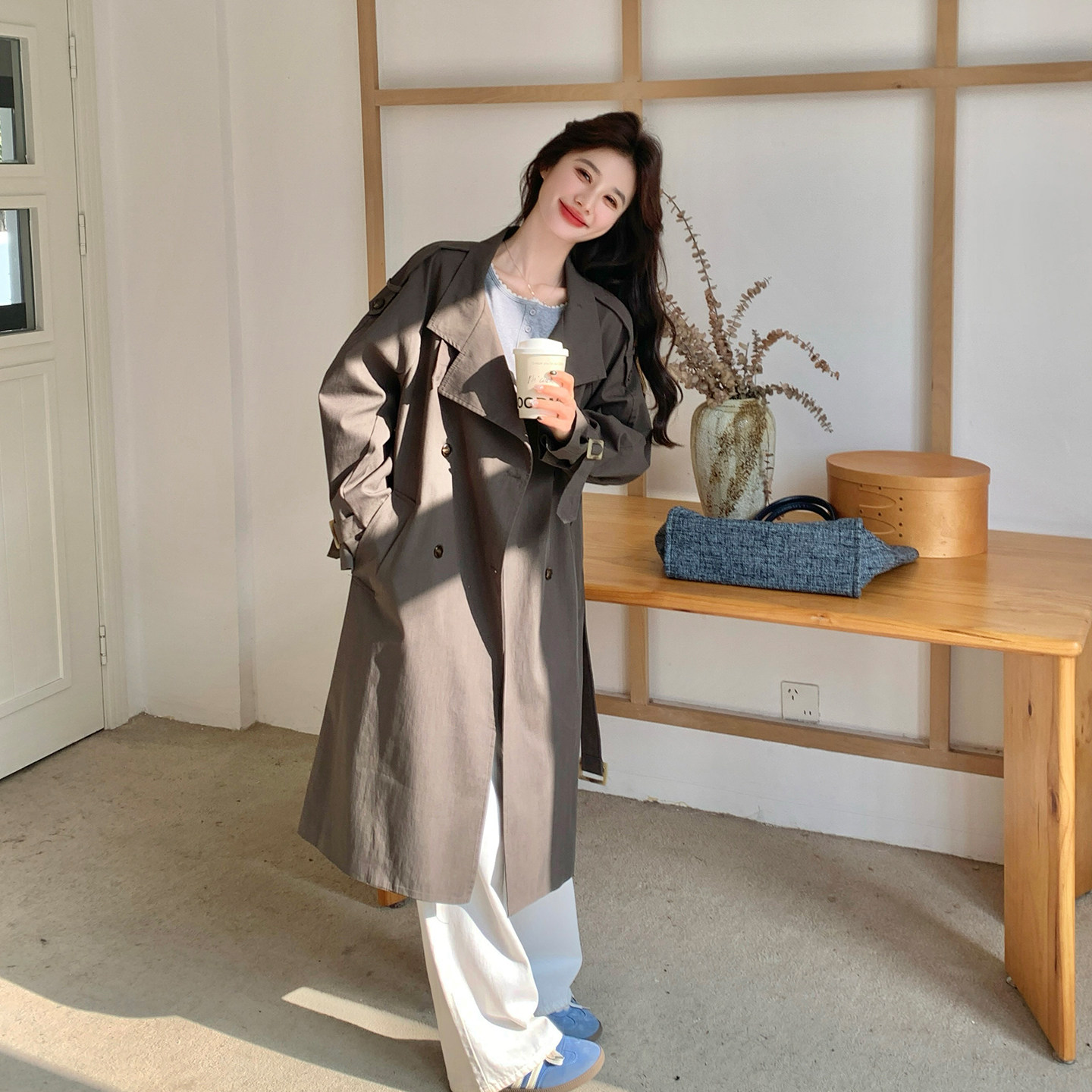 咖色大方得体气质高级感风衣女2026春季新款中长款松弛感收腰外套