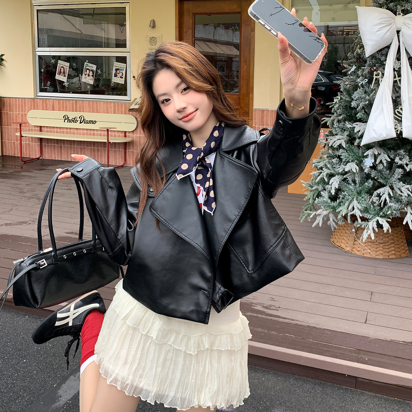 韩系小个子又酷又飒通勤风PU皮衣外套女2026春新款复古机车风夹克