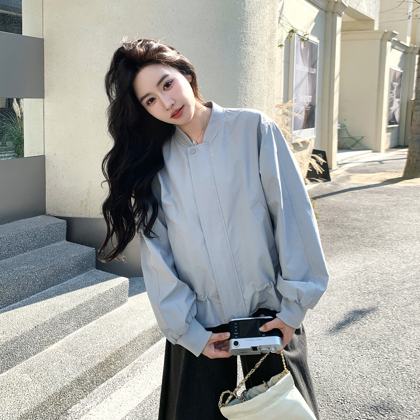 早春小个子韩系穿搭休闲风外套2026新款时尚减龄百搭通勤立领夹克