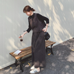 咖色复古老钱风休闲套装女2026春韩系简约马甲打底衫阔腿裤三件套