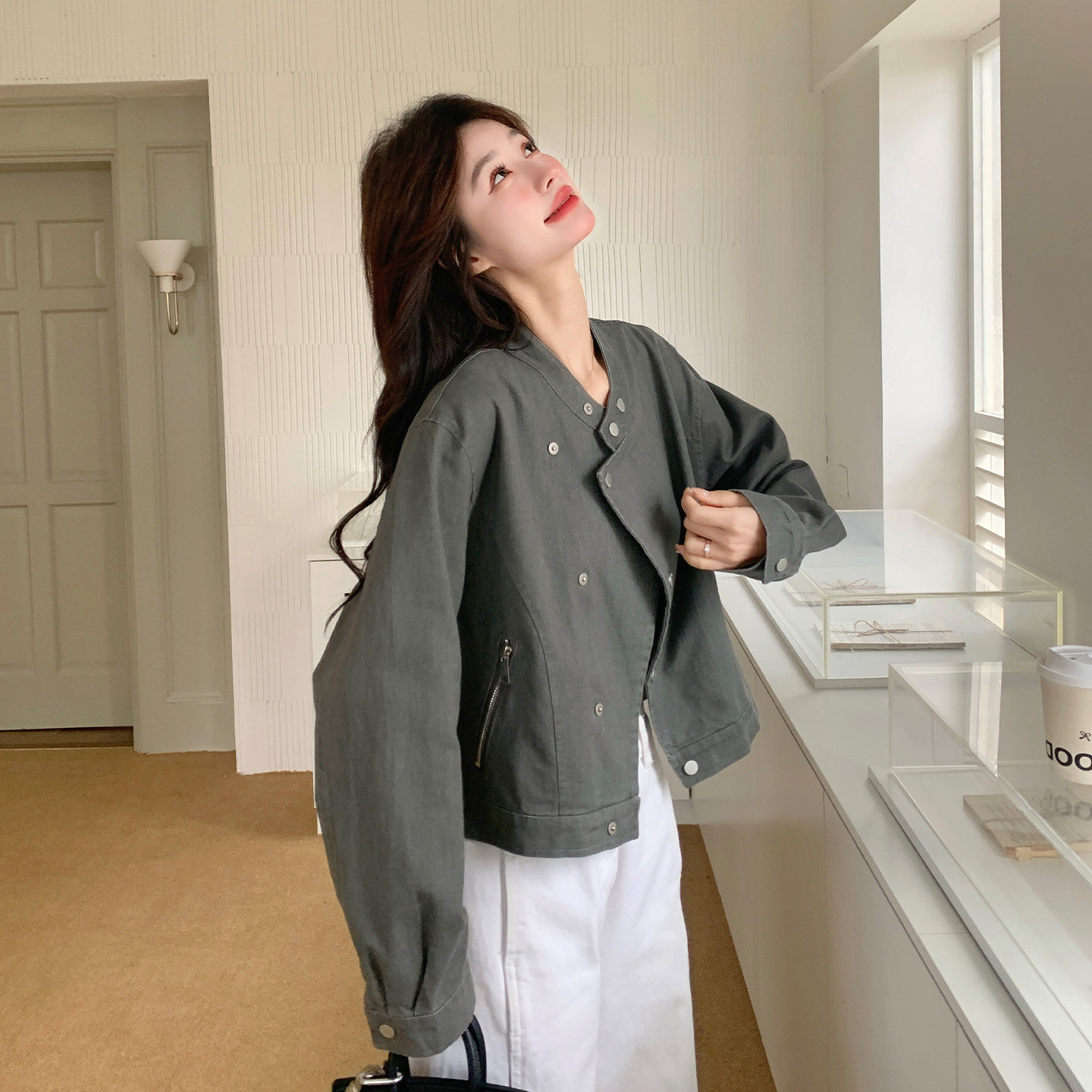 早春新款美式酷飒风休闲外套女小个子百搭通勤高级感时尚夹克2026