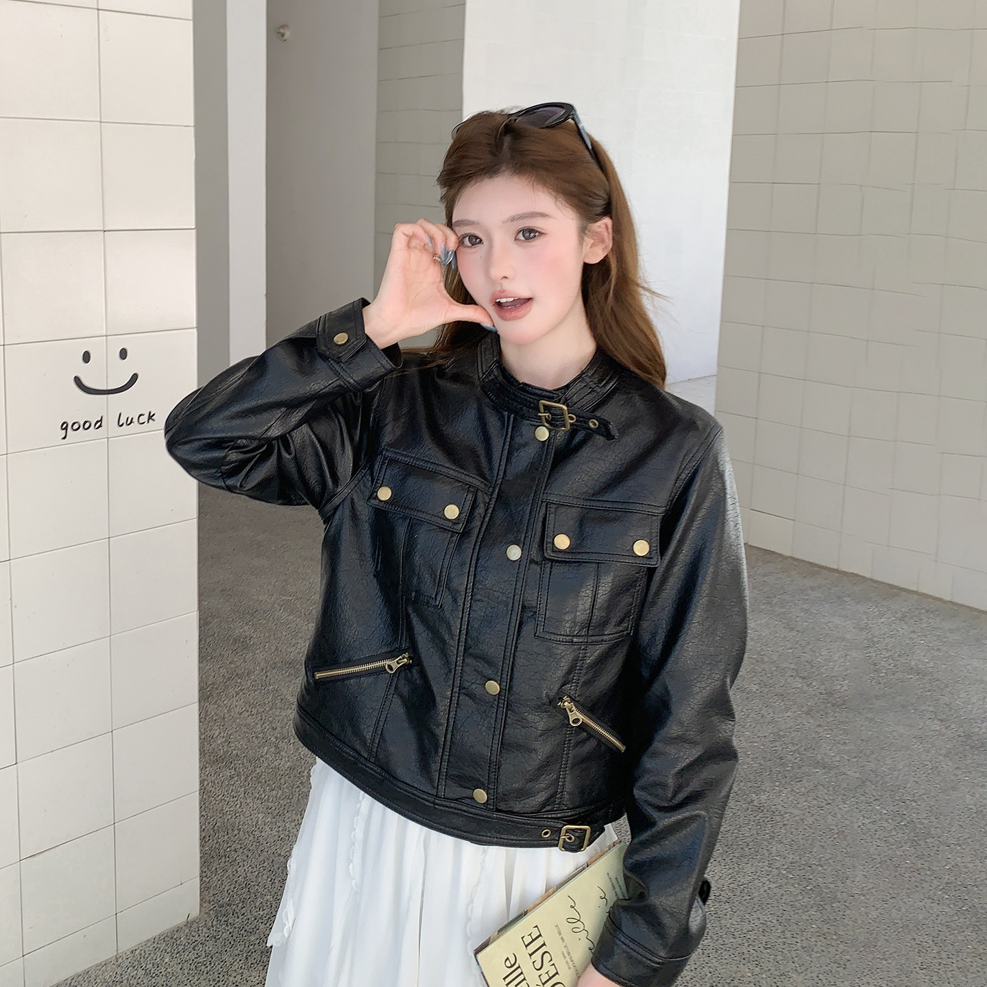 黑色超A酷飒机车风夹克女2026新款韩版休闲工装气质立领PU皮外套