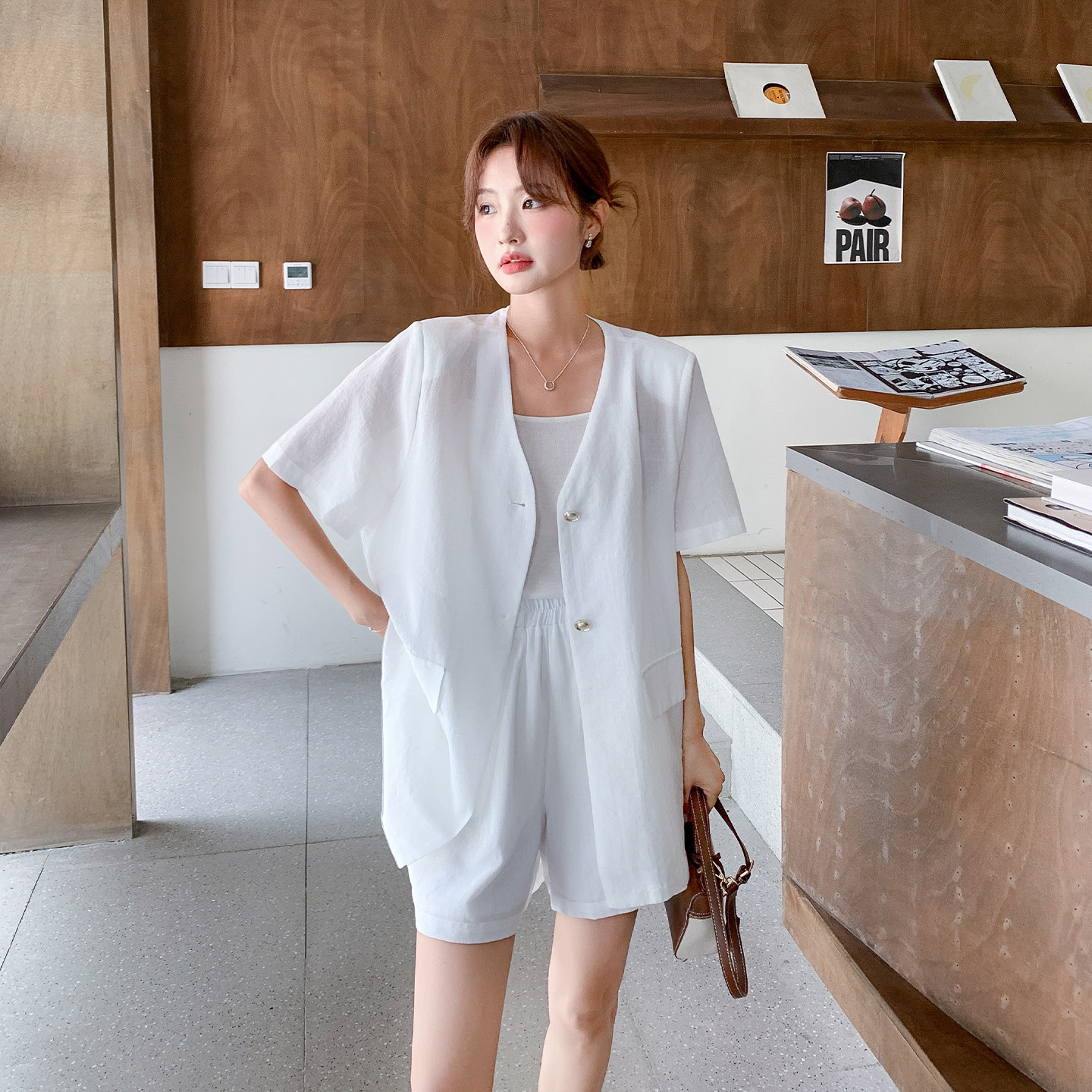 夏季宽松显瘦短袖短裤两件套女