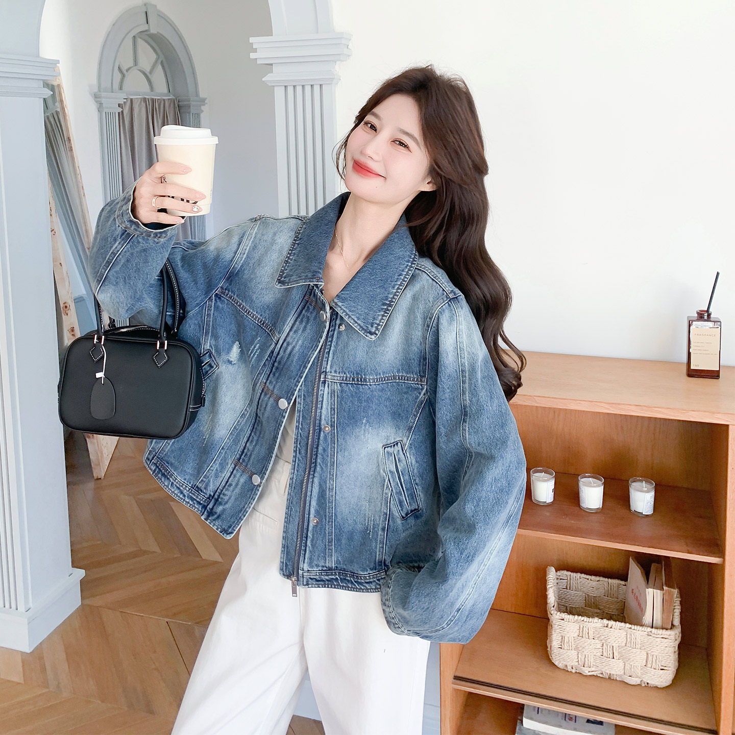 韩版小个子穿搭时尚牛仔外套女2026春新款复古设计感休闲水洗外套